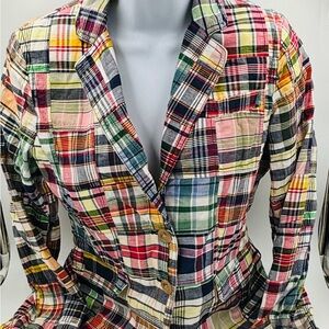 90s J Crew Patchwork Blazer Coat Jacket Multicolour Size s